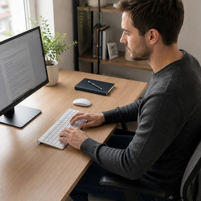 Clavier sans fil un homme entain de taper au clavier