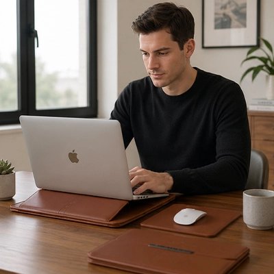 Housse pour ordinateur homme au bureau 