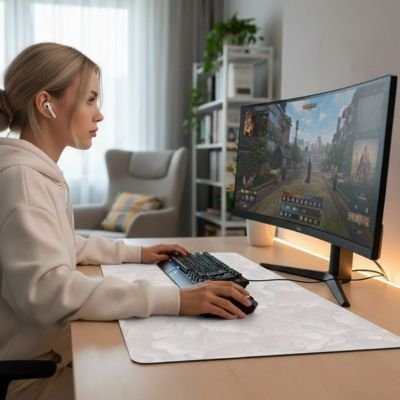 Sous main bureau une femme a sous main bureau beige